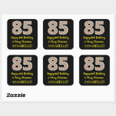 Gelukkige 85e Verjaardag & Vrolijk Kerstmis, Douan Vierkante Sticker (Vel)