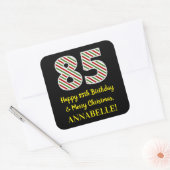 Gelukkige 85e Verjaardag & Vrolijk Kerstmis, Douan Vierkante Sticker (Envelop)