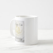 Gelukkige 85e verjaardag witte bloem koffiemok (Voorkant links)