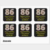 Gelukkige 86e Verjaardag & Vrolijke Kerstmis, Doua Vierkante Sticker (Vel)