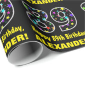 Gelukkige 89ste Verjaardag, Leuk Kleurrijk Sterren Cadeaupapier (Rol Hoek)