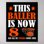 Gelukkige 8e Verjaardag 8 Jaar Oud Basketbal 8e Ge Poster (Voorkant)