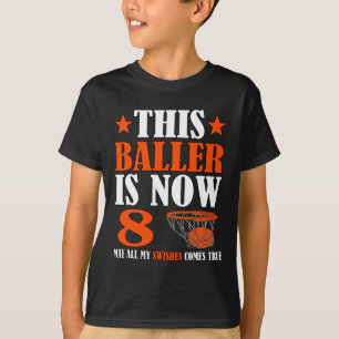 Gelukkige 8e Verjaardag 8 Jaar Oud Basketbal 8e Ge T-shirt