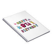 Gelukkige 8e verjaardag. 8 jaar verjaardag. notitieboek (Rechterzijde)