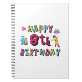 Gelukkige 8e verjaardag. 8 jaar verjaardag. notitieboek (Voorkant)