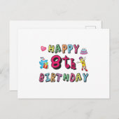 Gelukkige 8e verjaardag. 8 jaar verjaardagswensen briefkaart (Voorkant / Achterkant)