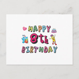 Gelukkige 8e verjaardag. 8 jaar verjaardagswensen briefkaart