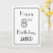 Gelukkige 8e verjaardag, Art Deco stijl met eigen  Kaart (Gele Bloem)