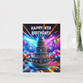 Gelukkige 8e verjaardag Disco Cake Kaart (Voorkant)