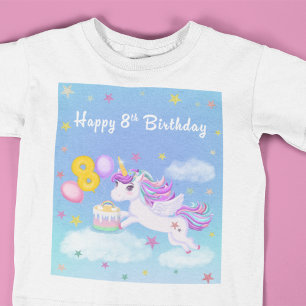Gelukkige 8e Verjaardag Eenhoorn met Verjaardagsta T-shirt