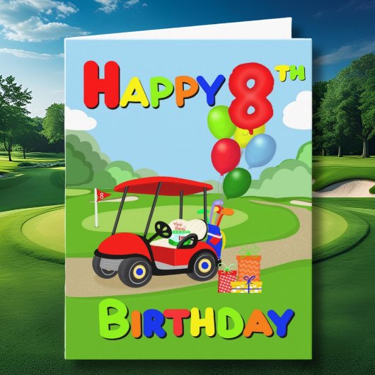 Gelukkige 8e verjaardag Red Boys Golf Kaart