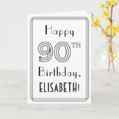 Gelukkige 90e verjaardag, Art Deco stijl met eigen Kaart (Gele Bloem)