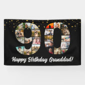 gelukkige 90e verjaardag Foto Collage grootouder Spandoek (Horizontaal)
