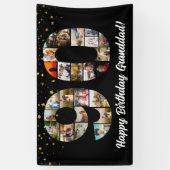 gelukkige 90e verjaardag Foto Collage grootouder Spandoek (Verticaal)