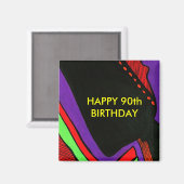 GELUKKIGE 90E VERJAARDAG MAGNEET (Voorkant / Achterkant)