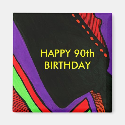 GELUKKIGE 90E VERJAARDAG MAGNEET (Voorkant)