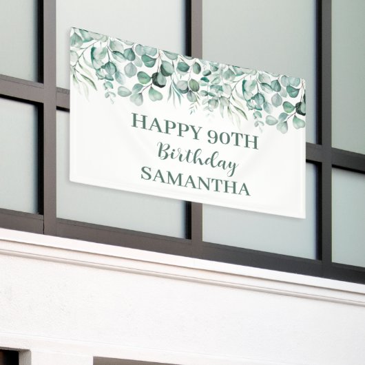 Gelukkige 90ste verjaardag Eucalyptus Botanisch Ru Spandoek (Buitenkant Gebouw)