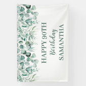 Gelukkige 90ste verjaardag Eucalyptus Botanisch Ru Spandoek (Verticaal)