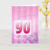 Gelukkige 90ste verjaardag Grootmoeder Oma Kaart (Gele Bloem)