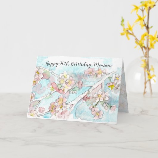 Gelukkige 90ste Verjaardag Moeder Cherry Blossom T Kaart (Gele Bloem)