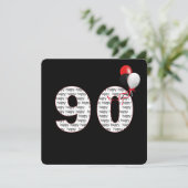 Gelukkige 90ste verjaardag op zwarte uitnodiging (Staand voorkant)