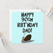 Gelukkige 90ste Verjaardag Pap en slak Kaart (Voorkant / Achterkant in situ)