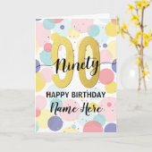 Gelukkige 90ste Verjaardag Pastel Rainbow Gold Vro Kaart (Gele Bloem)