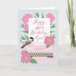 Gelukkige 90ste verjaardag Tante met typemachine & Kaart