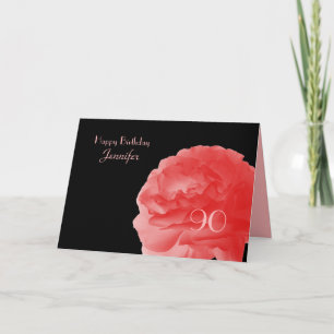 Gelukkige 90ste Verjaardagsnaam Coral Pink Rose Gr Kaart