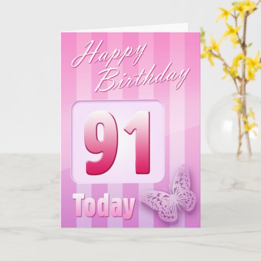 Gelukkige 91ste verjaardag Grootmoeder Oma Kaart (Gele Bloem)