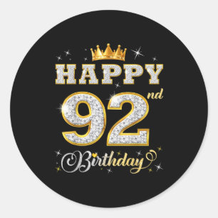 Gelukkige 92e verjaardag 92 jaar oude vrouwen mann ronde sticker