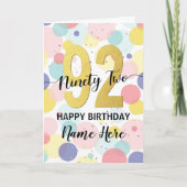 Gelukkige 92e Verjaardag Pastel Regenboog Gouden V Kaart (Voorkant)