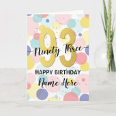 Gelukkige 93e Verjaardag Pastel Rainbow Gold Vrouw Kaart (Voorkant)