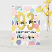 Gelukkige 93e Verjaardag Pastel Rainbow Gold Vrouw Kaart (Gele Bloem)