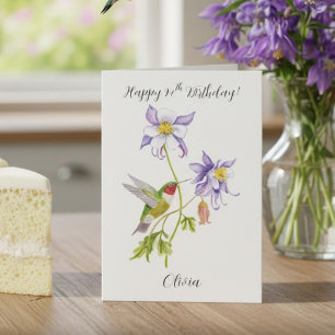 Gelukkige 94e verjaardag Columbine met Kolibrie Kaart