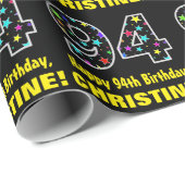 Gelukkige 94e verjaardag, Leuk Kleurrijk Sterren P Cadeaupapier (Rol Hoek)