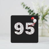Gelukkige 95e verjaardag op zwarte uitnodiging (Staand voorkant)