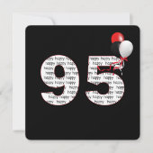 Gelukkige 95e verjaardag op zwarte uitnodiging (Voorkant)