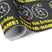 Gelukkige 96e Verjaardag, Leuk Kleurrijk Sterren P Cadeaupapier (Rol Hoek)