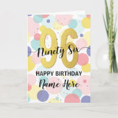 Gelukkige 96ste Verjaardag Pastel Rainbow Gold Vro Kaart (Voorkant)