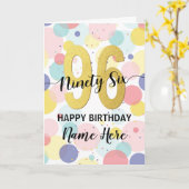 Gelukkige 96ste Verjaardag Pastel Rainbow Gold Vro Kaart (Gele Bloem)
