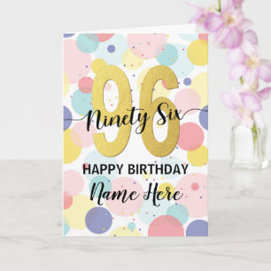 Gelukkige 96ste Verjaardag Pastel Rainbow Gold Vro Kaart