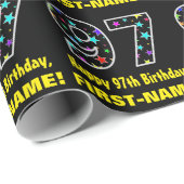 Gelukkige 97e verjaardag, Leuk Kleurrijk Sterren P Cadeaupapier (Rol Hoek)