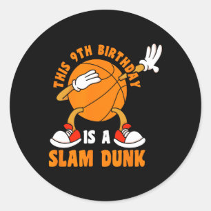 Gelukkige 9 Verjaardag 9 Jaar Oud Dab Bysketbyll 9 Ronde Sticker