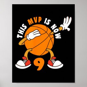 Gelukkige 9 Verjaardag 9 Jaar Oud MVP Basketbal 9e Poster