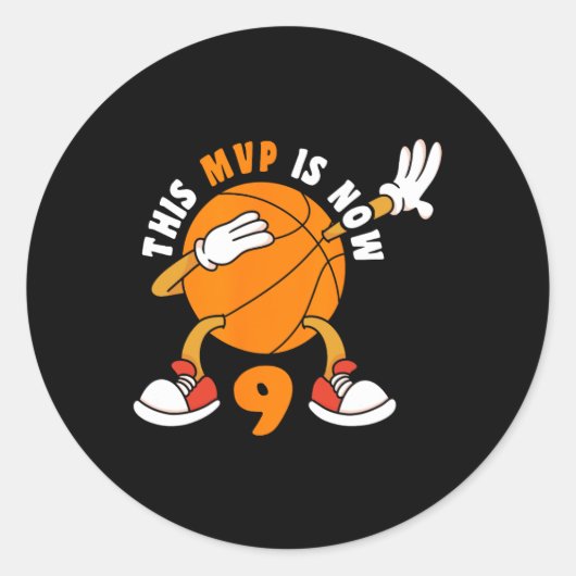 Gelukkige 9 Verjaardag 9 Jaar Oud MVP Basketbal 9e Ronde Sticker (Voorkant)