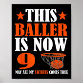 Gelukkige 9e Verjaardag Basketbal 9e Verjaardag Poster (Voorkant)