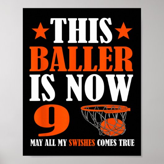 Gelukkige 9e Verjaardag Basketbal 9e Verjaardag Poster (Voorkant)