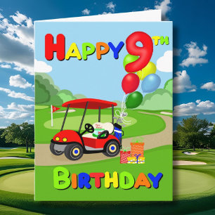 Gelukkige 9e verjaardag Red Boys Golf Kaart