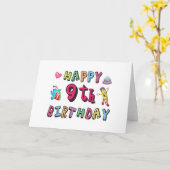 Gelukkige 9e verjaardag voor 9 jaar oude kinderen  kaart (Gele Bloem)